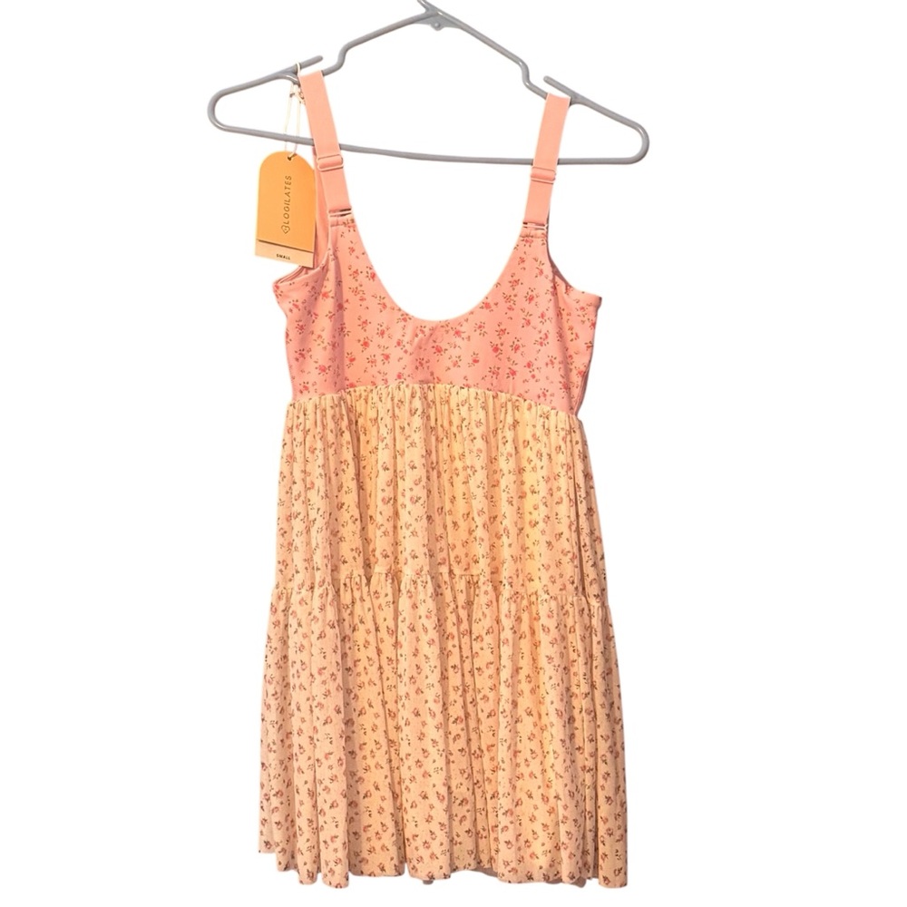 NWT Pink Floral Fitness Sundress with Tiered Skirt Size Small - Picture 4 of 10